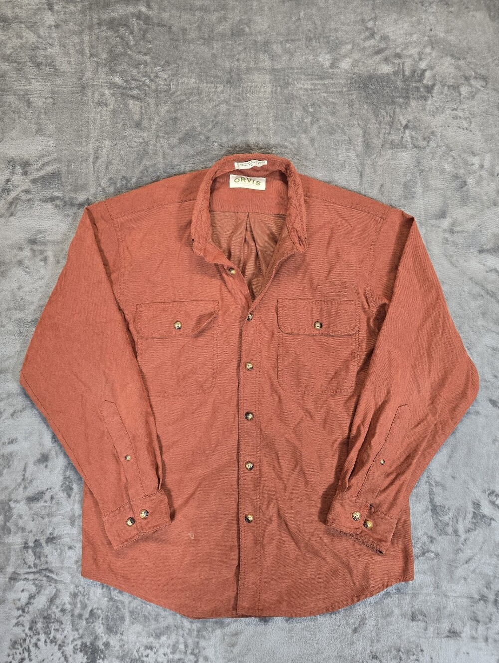 Vintage Orvis Nylon Button Up Shirt Size XL Orange